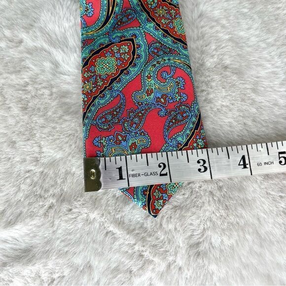 Happy Ties Men’s 100% Silk Blue, Green and Pink Paisley Print - Picture 5 of 6